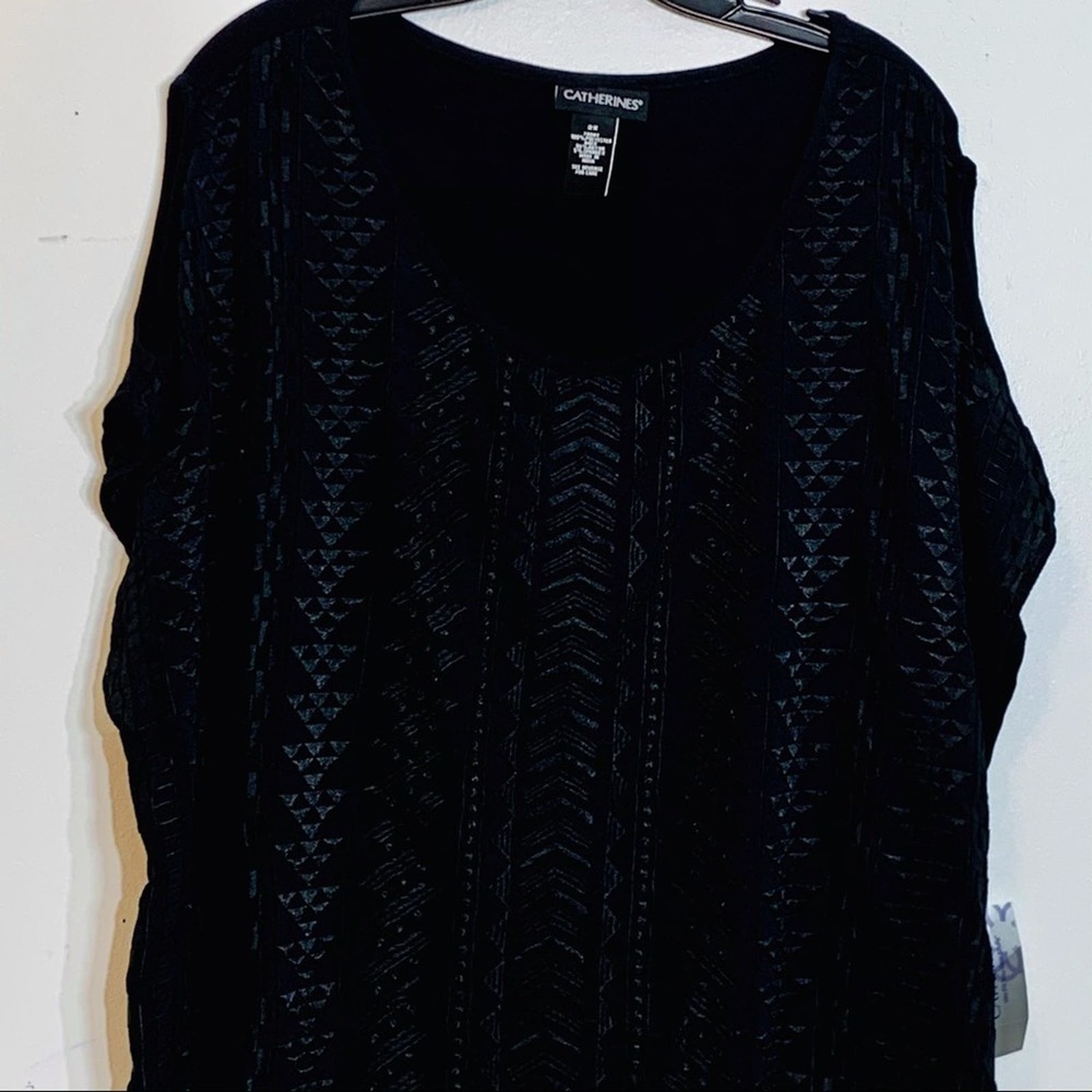 NWT Catherines Embroidery Embossed Black Shirt‎ Size 2X